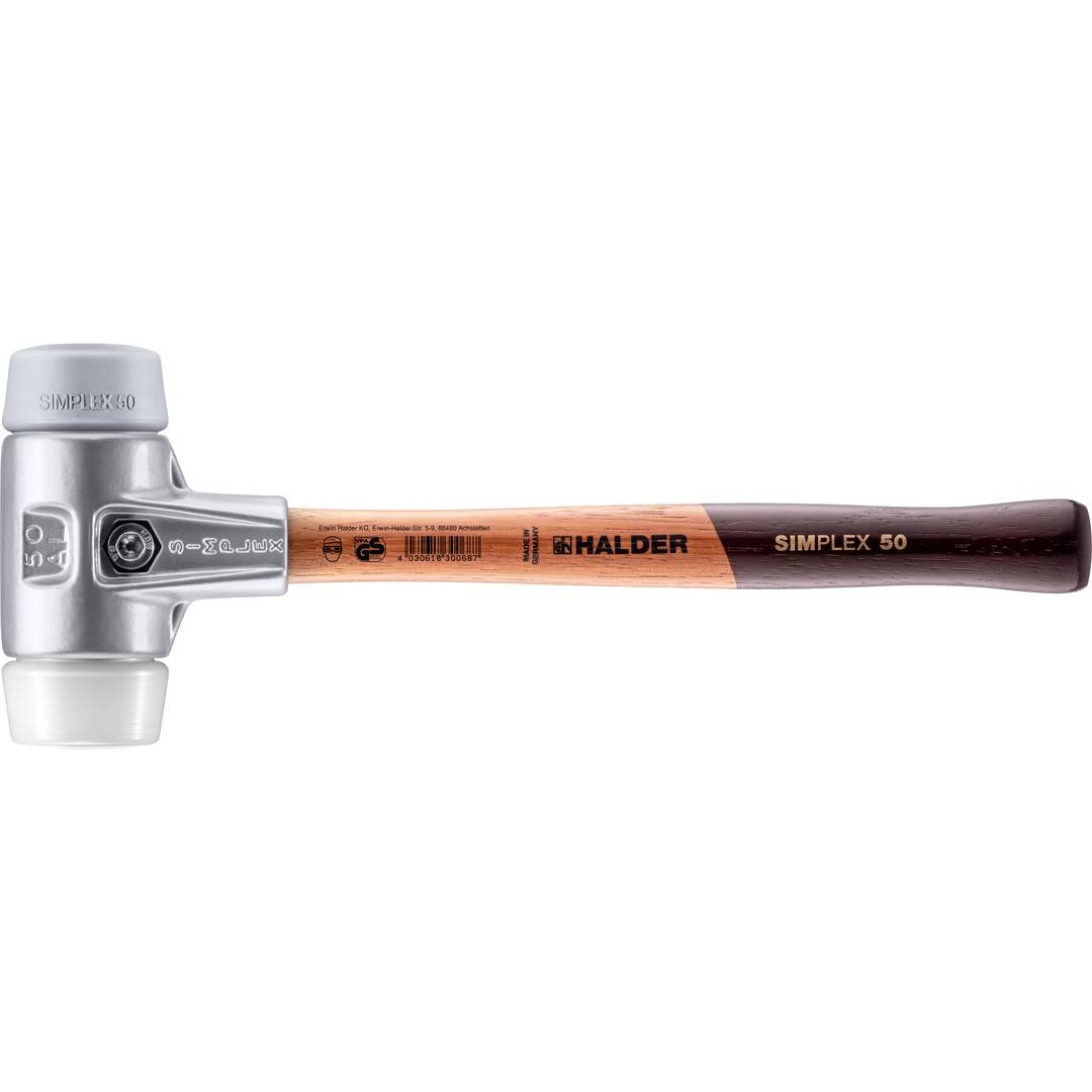 HALDER SIMPLEX Schonhammer Ø 50 mm TPE-mid grau / Superplastik mit Aluminiumgehäuse