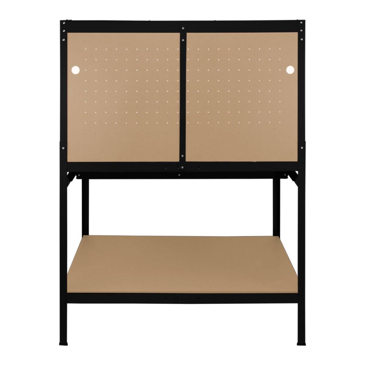 Werkbank mit Lochwand, Schublade & Licht - Schwarz