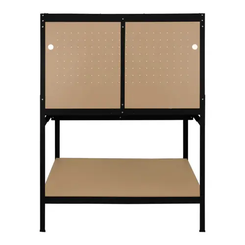 Werkbank mit Lochwand, Schublade & Licht - Schwarz Werkbank mit Lochwand, Schublade & Licht - Schwarz