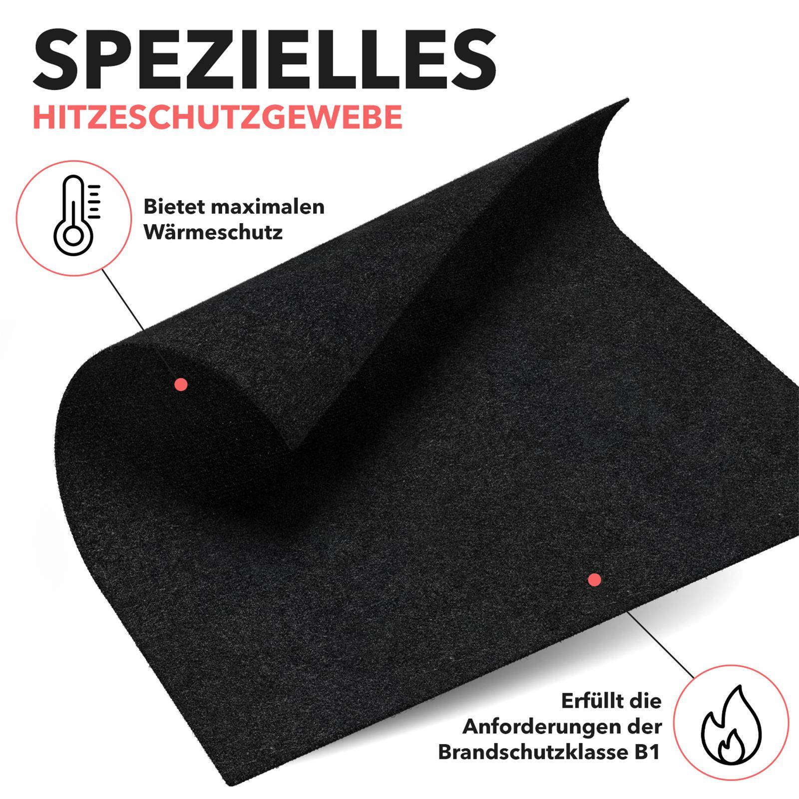 EVOCAMP Schweißermatte Feuerfeste Unterlage 30x30 cm - Hitzeschutzmatte hitzebeständig bis 982 °C - Brandschutzmatte schwarz