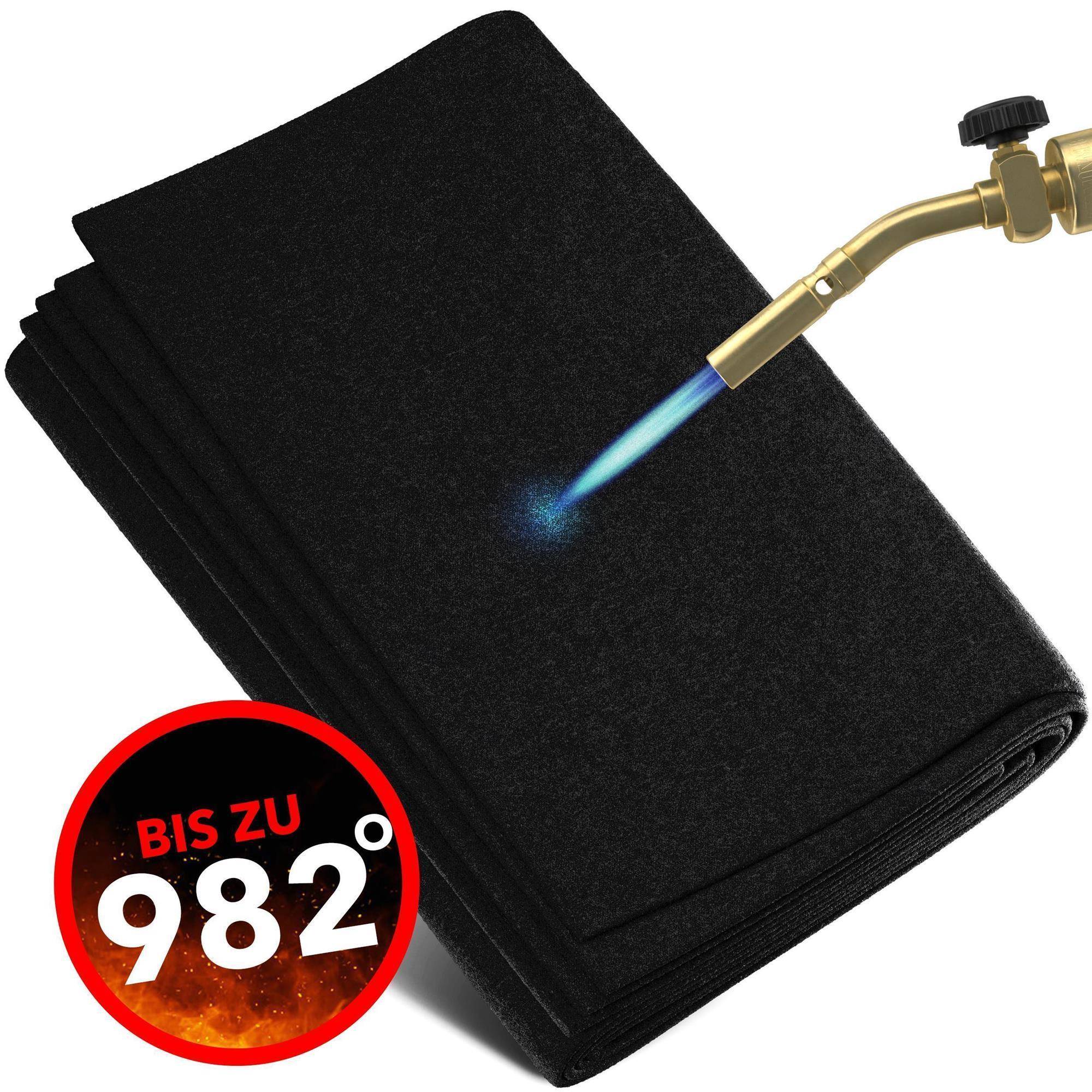 EVOCAMP Schweißermatte Feuerfeste Unterlage 200x200 cm - Hitzeschutzmatte hitzebeständig bis 982 °C - Brandschutzmatte schwarz