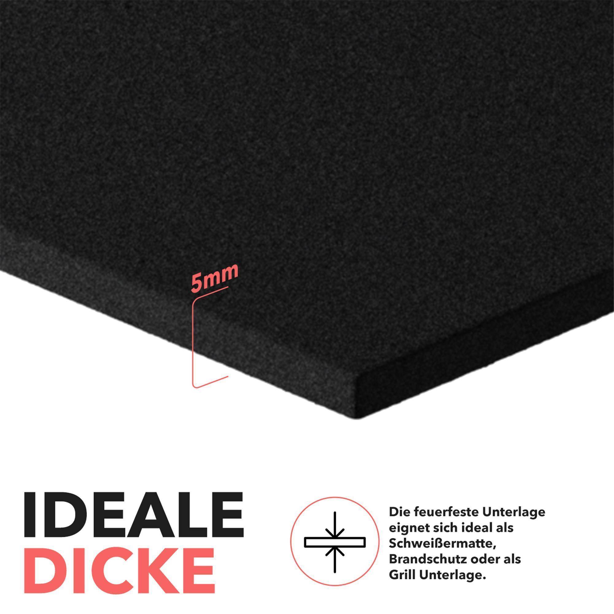 EVOCAMP Schweißermatte Feuerfeste Unterlage 30x60 cm - Hitzeschutzmatte hitzebeständig bis 982 °C - Brandschutzmatte schwarz