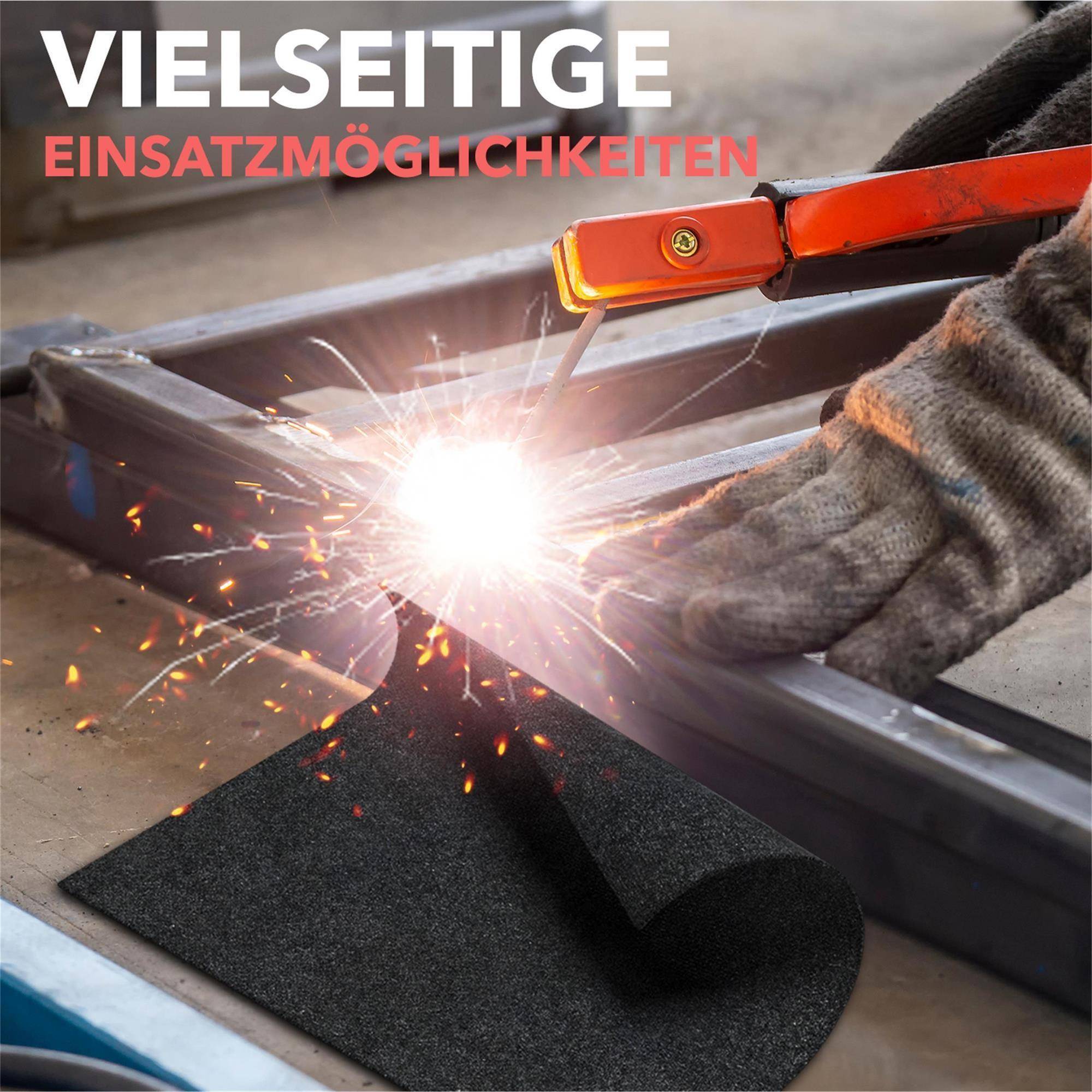 EVOCAMP Schweißermatte Feuerfeste Unterlage 40x32 cm - Hitzeschutzmatte hitzebeständig bis 982 °C - Brandschutzmatte schwarz