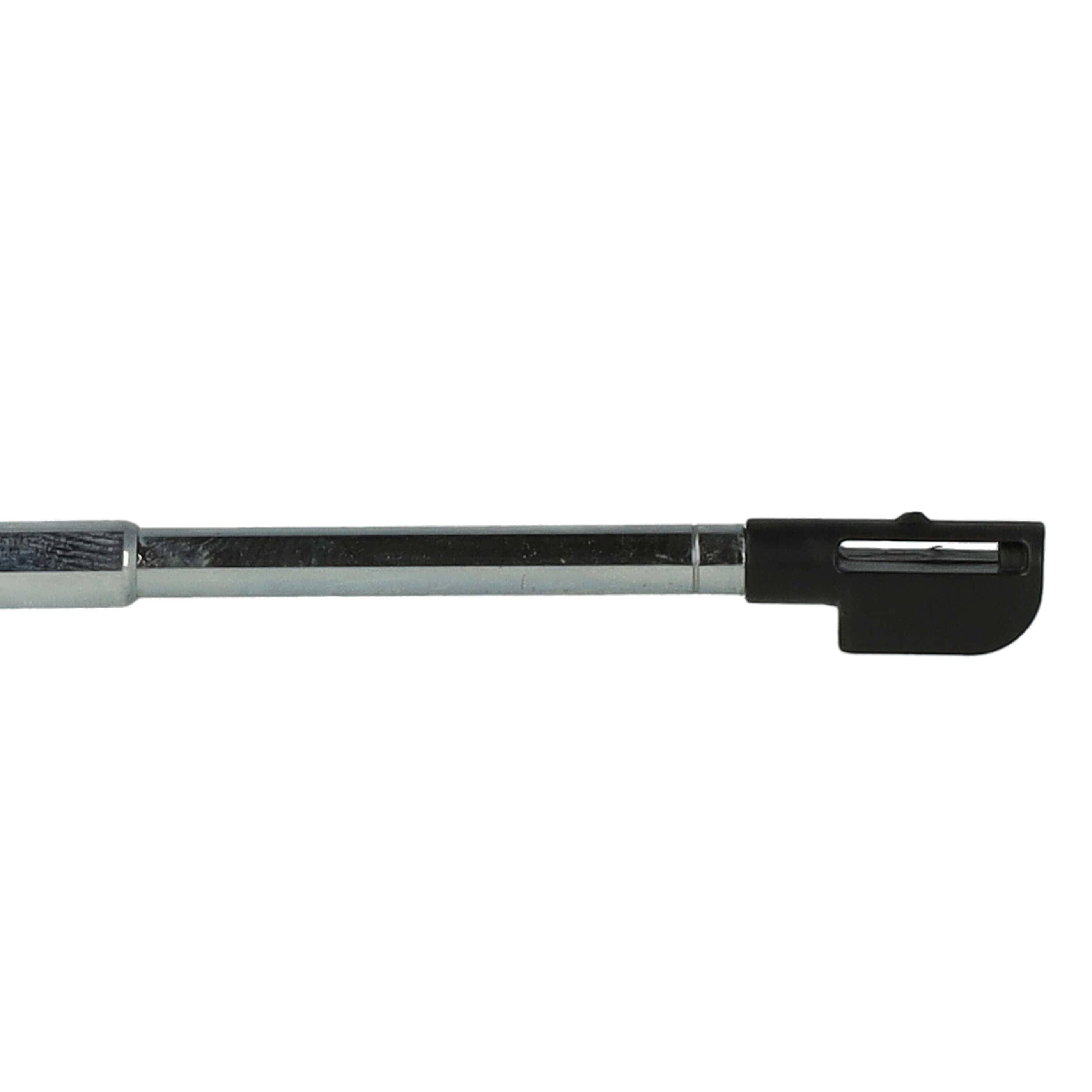 Ein teleskopisches magnetisches Aufnahmewerkzeug mit einer schwarzen Kappe, ausgefahren, um seinen Metallstab zu zeigen.