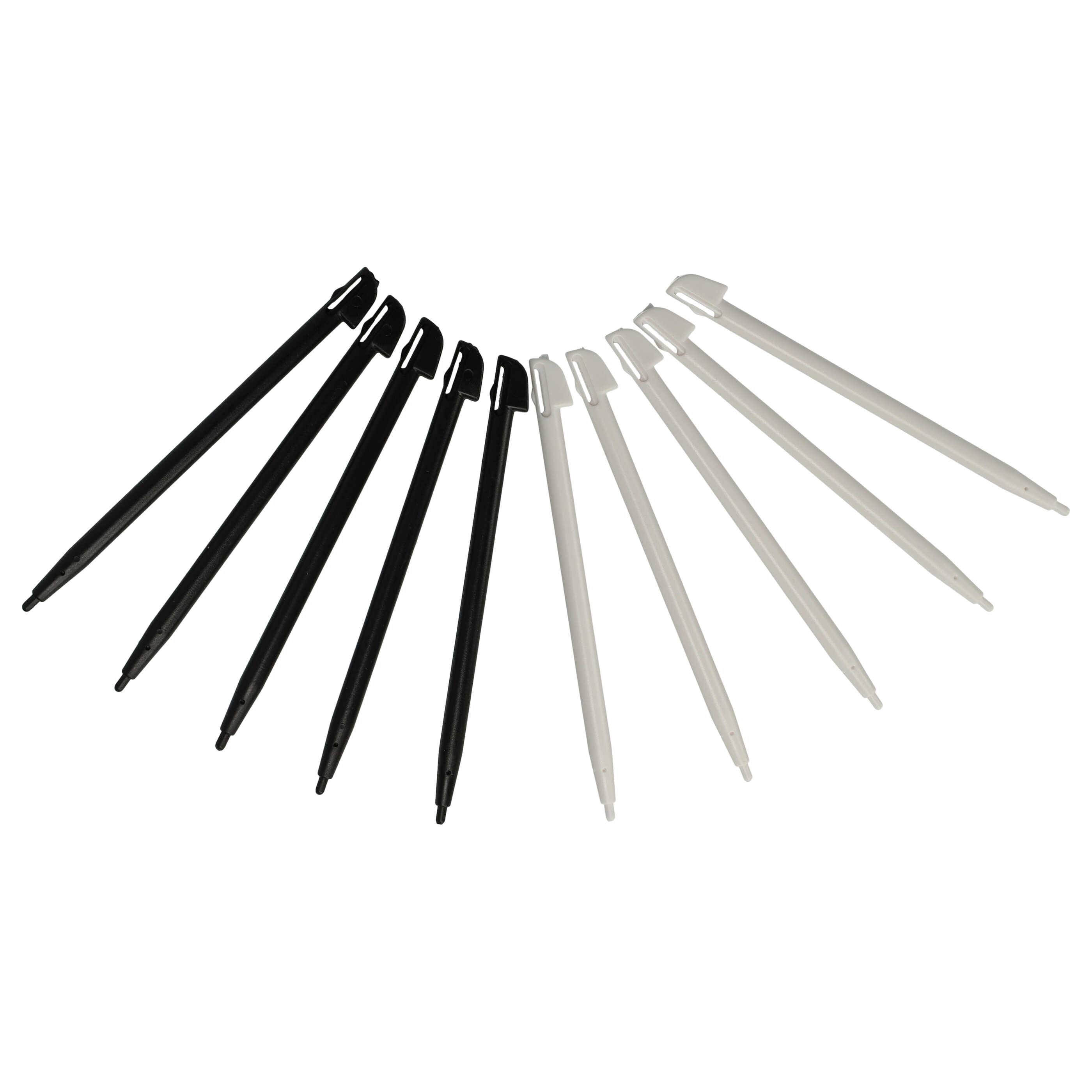 vhbw 10x Eingabestifte kompatibel mit Nintendo Wii U Spielekonsole - 9,8 cm lang Schwarz Weiß