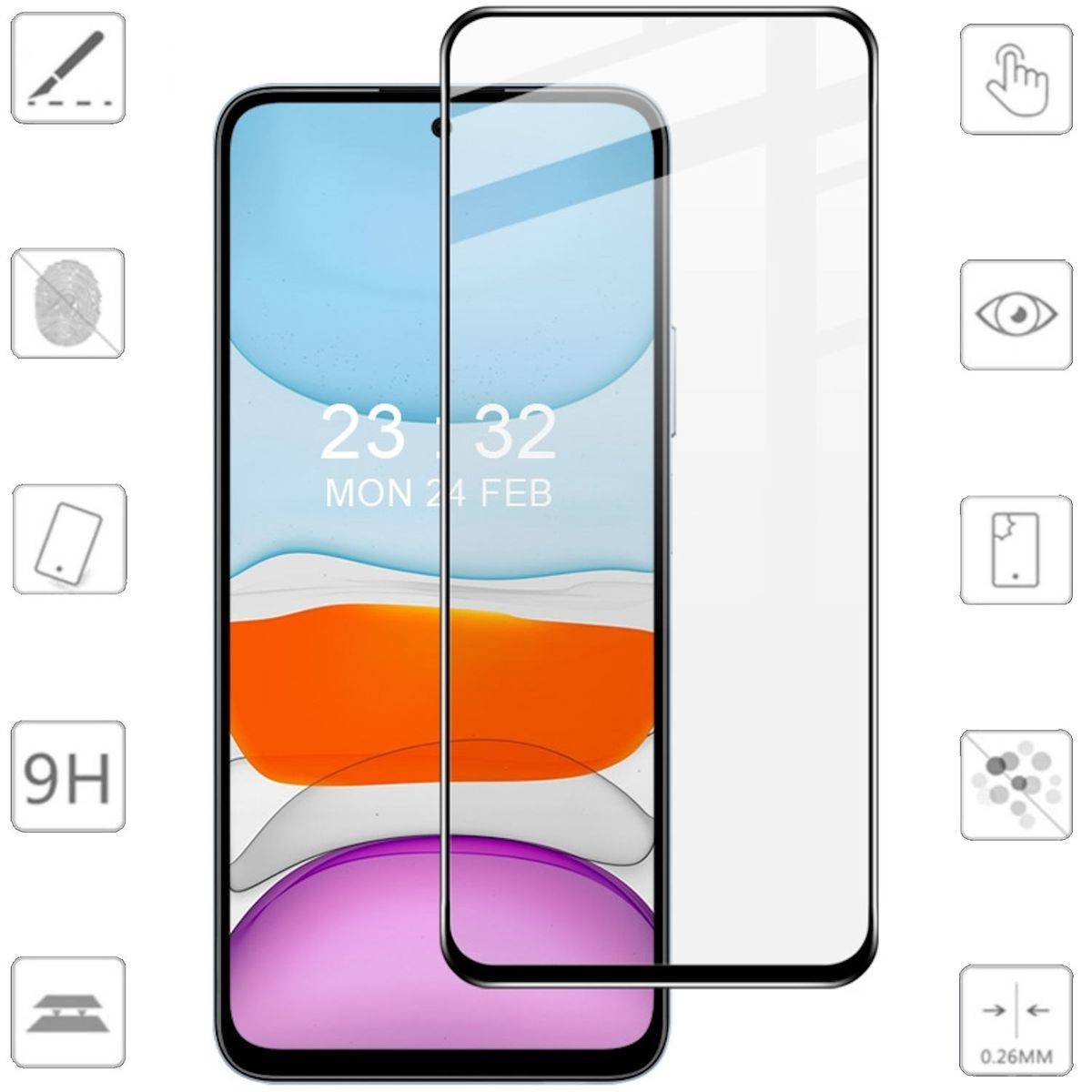 Für Honor X7b 3D Premium 0,3 mm H9 Hart Glas Folien Schutz Schwarz