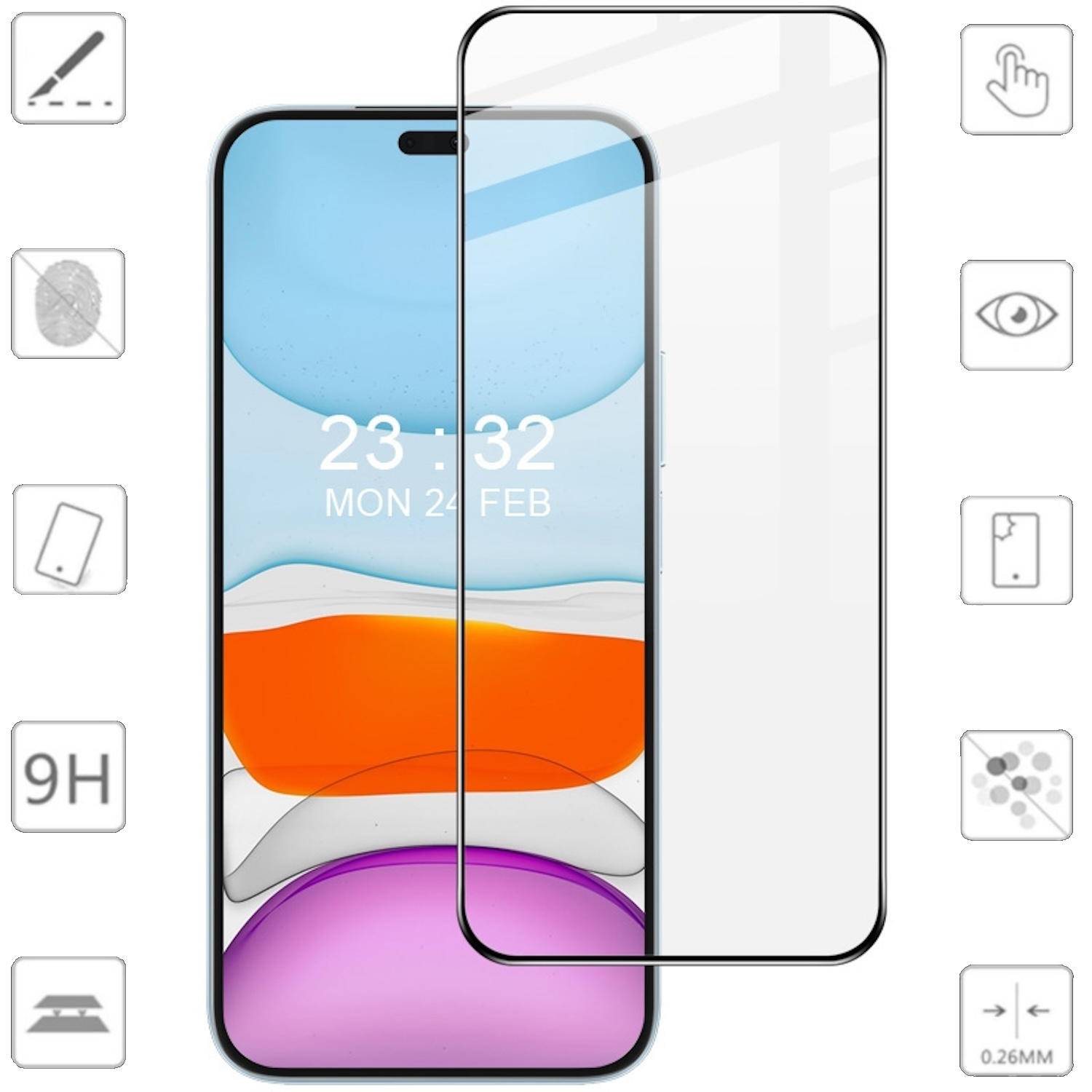 Für Honor X8b / 200 Lite 3D Premium 0,3 mm H9 Hart Glas Schutz Schwarz