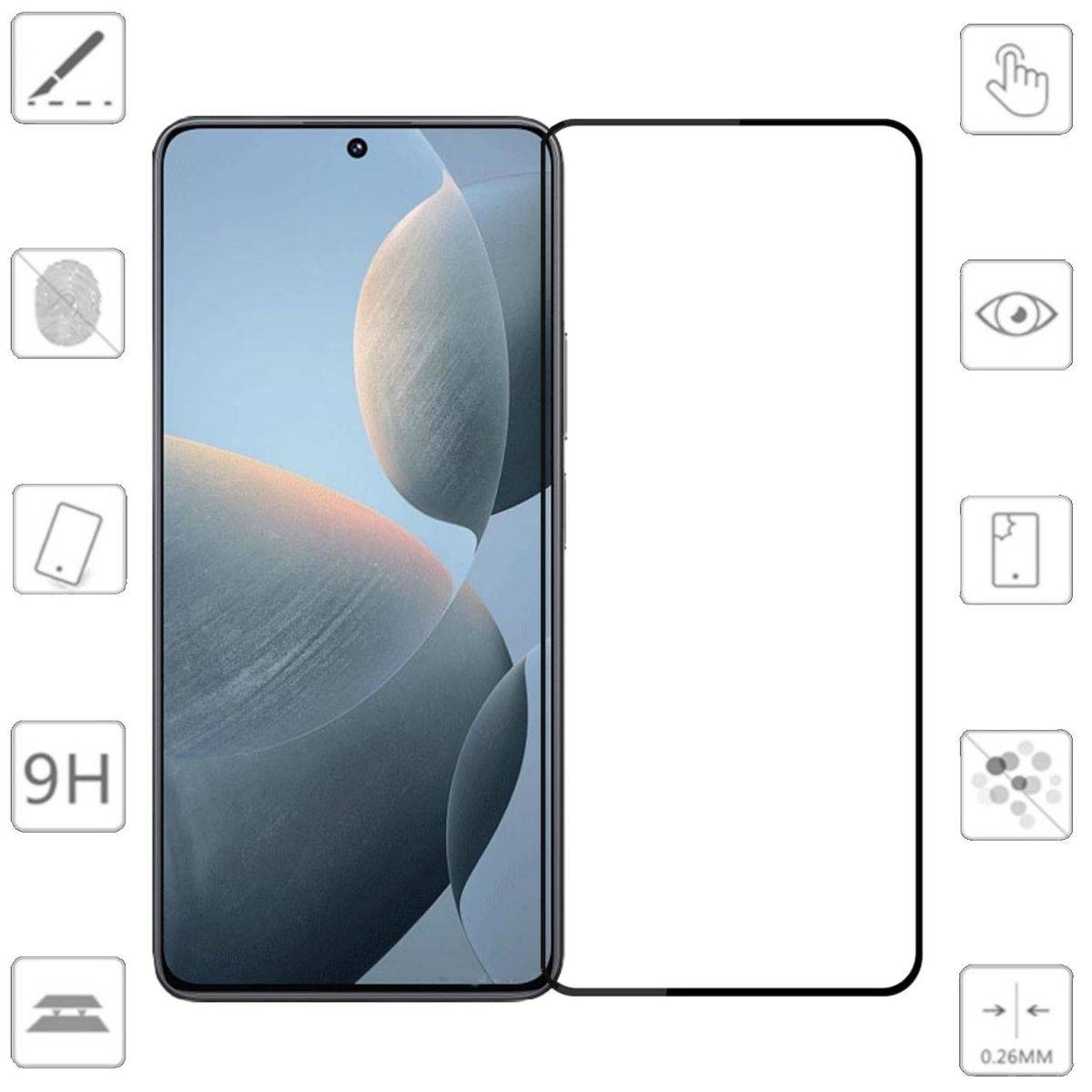 Für Xiaomi Redmi K70E / Poco X6 Pro 3D Premium 0,3 mm H9 Hart Glas