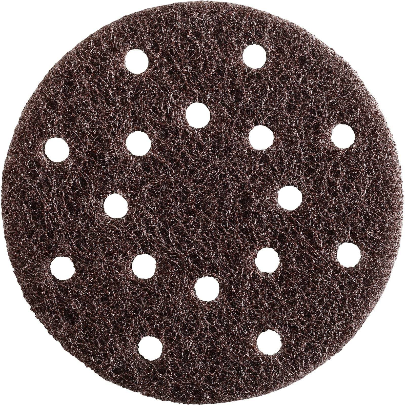 Eine runde Schleifscheibe mit mehreren gleichmäßig über ihre Oberfläche verteilten Löchern, die zum Glätten oder Polieren von Materialien verwendet wird.