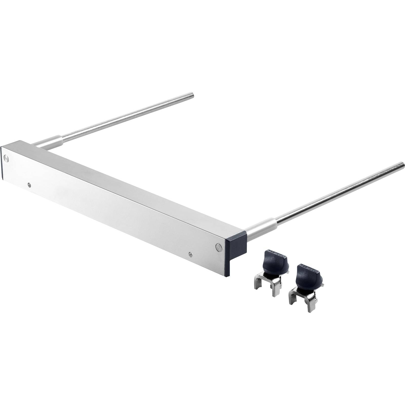 Metall-LED-Schrankleuchte mit zwei Stangen und Oberflächenklemmen, konzipiert für die Montage unter Regalen und zur effizienten Beleuchtung.