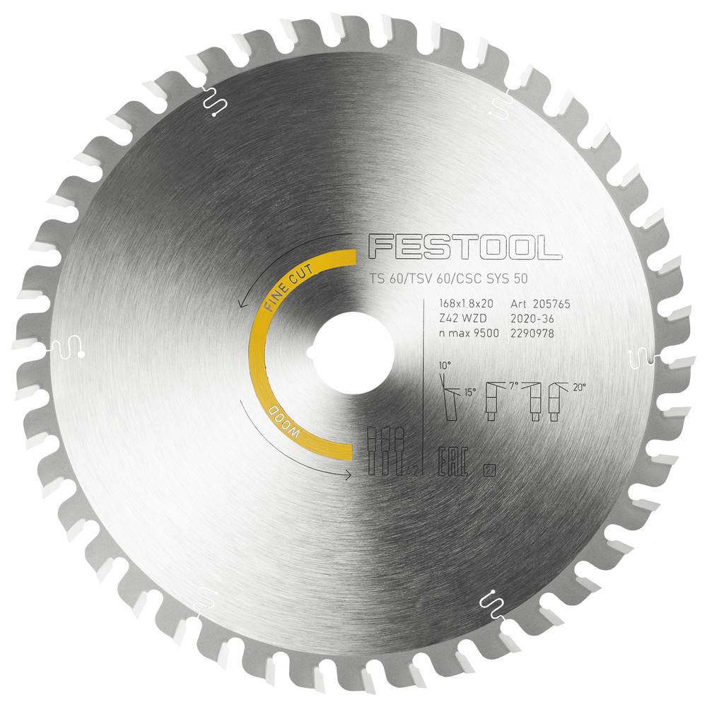 Festool Kreissägeblatt WOOD FINE CUT HW 168x1,8x20 WD42