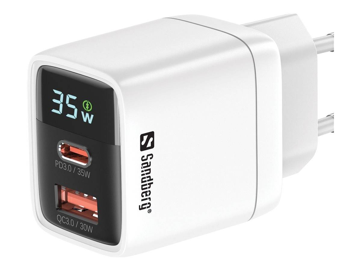 Sandberg - Netzteil - 2-in-1 - 35 Watt - 3 A - PD 3.0, Quick Charge 3.0 - 2 Ausgabeanschlussstellen (USB, 24 pin USB-C)