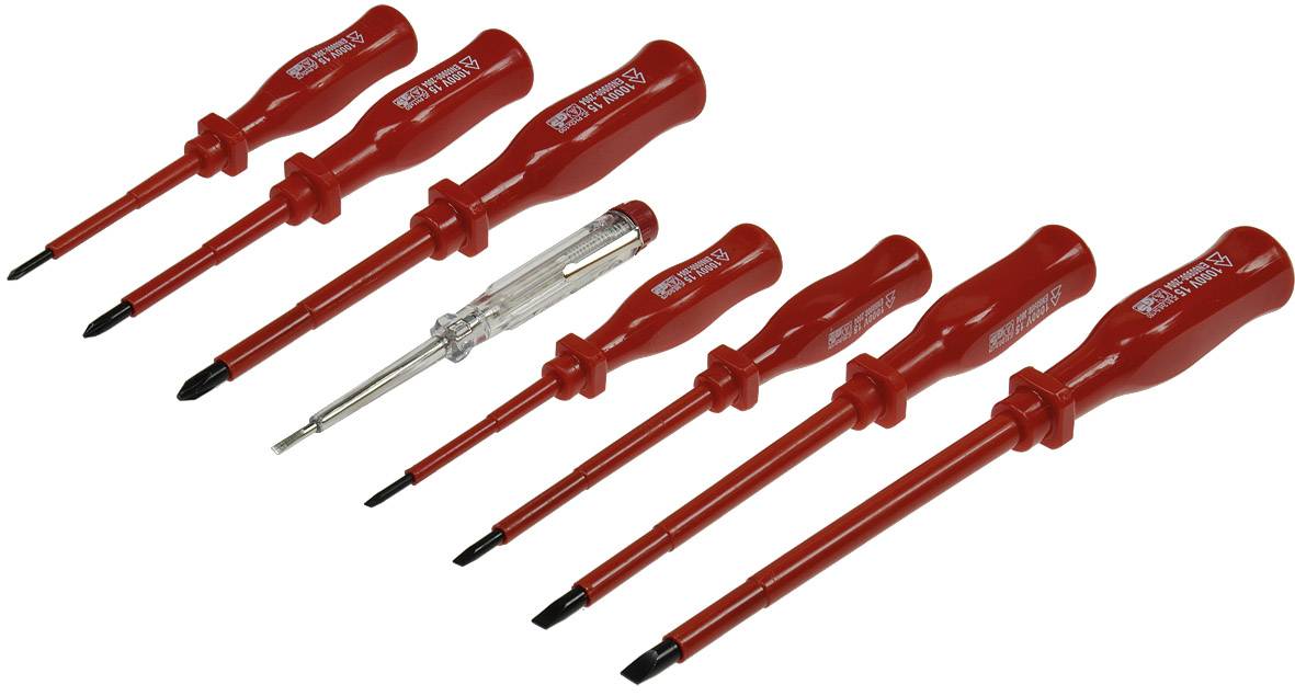 ChiliTec Schraubendreher-Set KS-8 Elektro mit Koffer, isolierter Schaft, 8-teilig