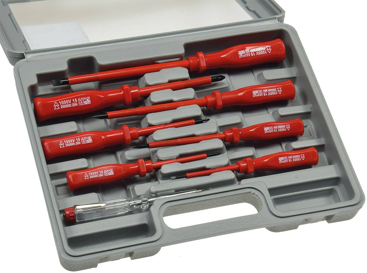 ChiliTec Schraubendreher-Set KS-8 Elektro mit Koffer, isolierter Schaft, 8-teilig