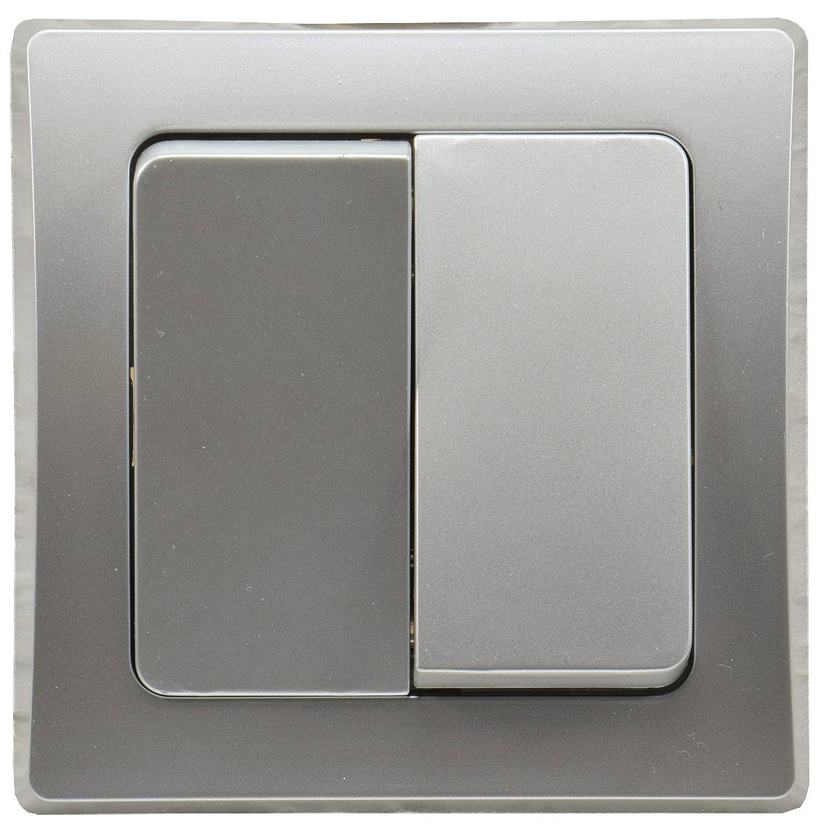 ChiliTec 21108 DELPHI Serien-Schalter 2-fach 250V~/ 10A, inkl. Rahmen, UP, silber