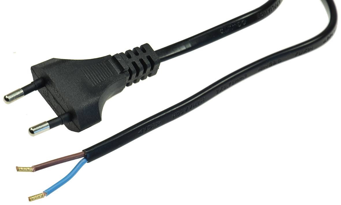 ChiliTec 18569 Netzkabel Euro, blankes Ende, 1,5m H03VVH2-F2 0,75 mm² 2,5A/250V schwarz