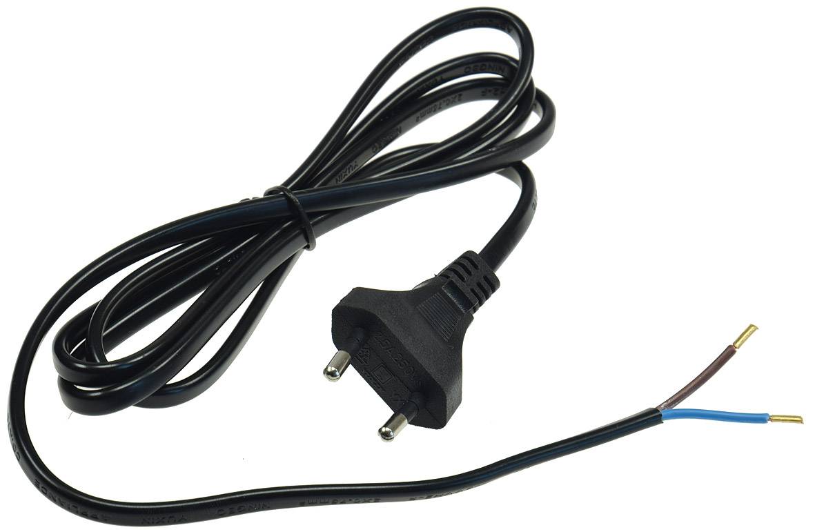 ChiliTec Netzkabel Euro, blankes Ende, 1,5m H03VVH2-F2 0,75 mm² 2,5A/250V schwarz