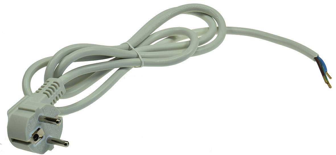 ChiliTec Netzkabel 1,5m, grau, 3x 0,75mm² Schutzkontakt-Stecker > blanke Enden