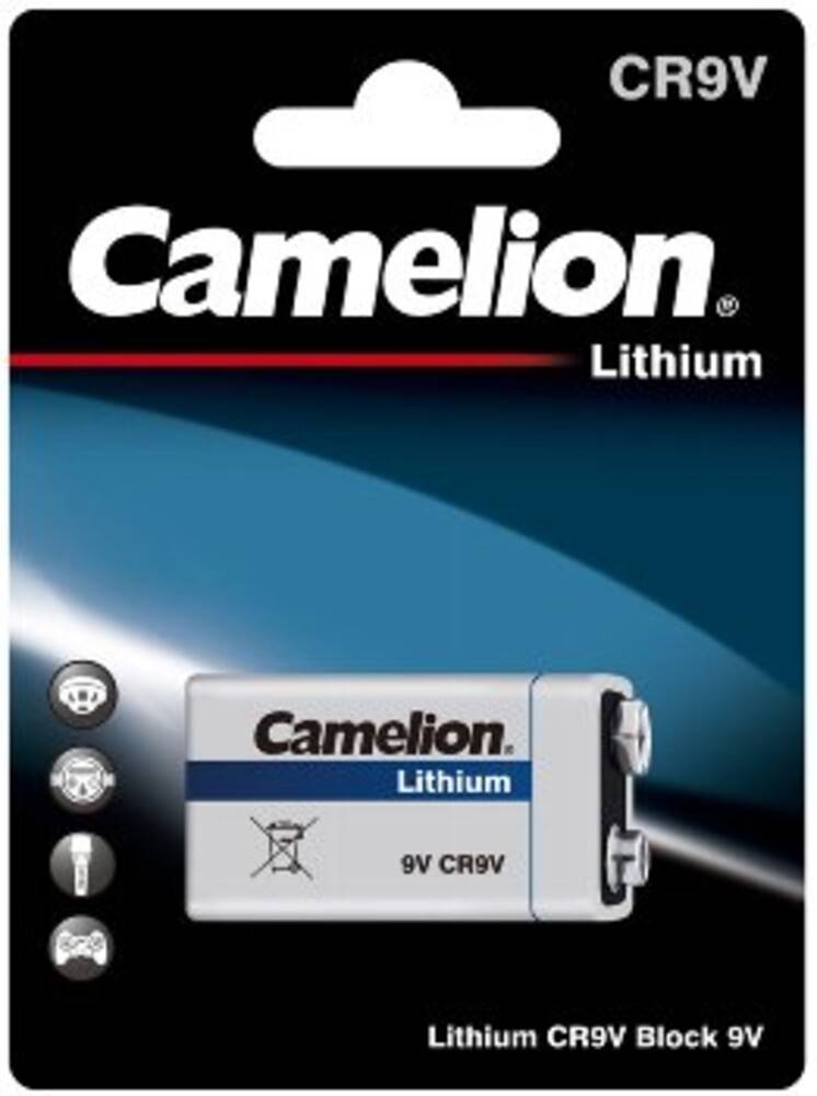 ChiliTec 19304 9V-Block-Batterie CAMELION Lithium 1200mAh, ideal für Rauchwarnmelder