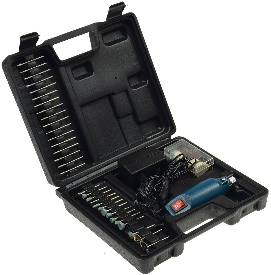 ChiliTec 22131 Mini-Bohrmaschine "Drill-Power V2" 12V= 12.000UpM, 63-teilig, viel Zubehör