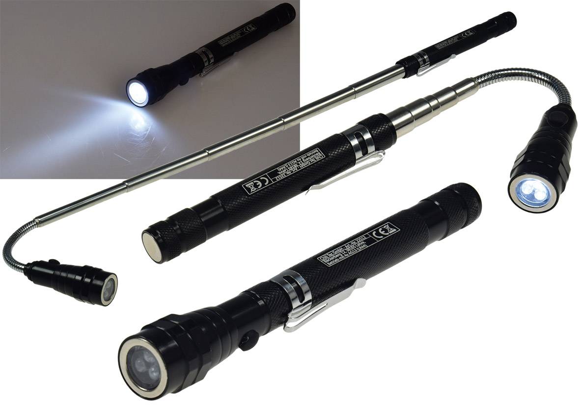 ChiliTec Teleskop Pick-Up Werkzeug mit LED Je 1 Magnet Kopf+Fuß, Schwanenhals