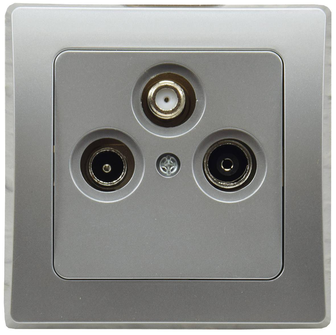 ChiliTec DELPHI Antennendose TV+Radio+Sat inkl. Rahmen UP silber