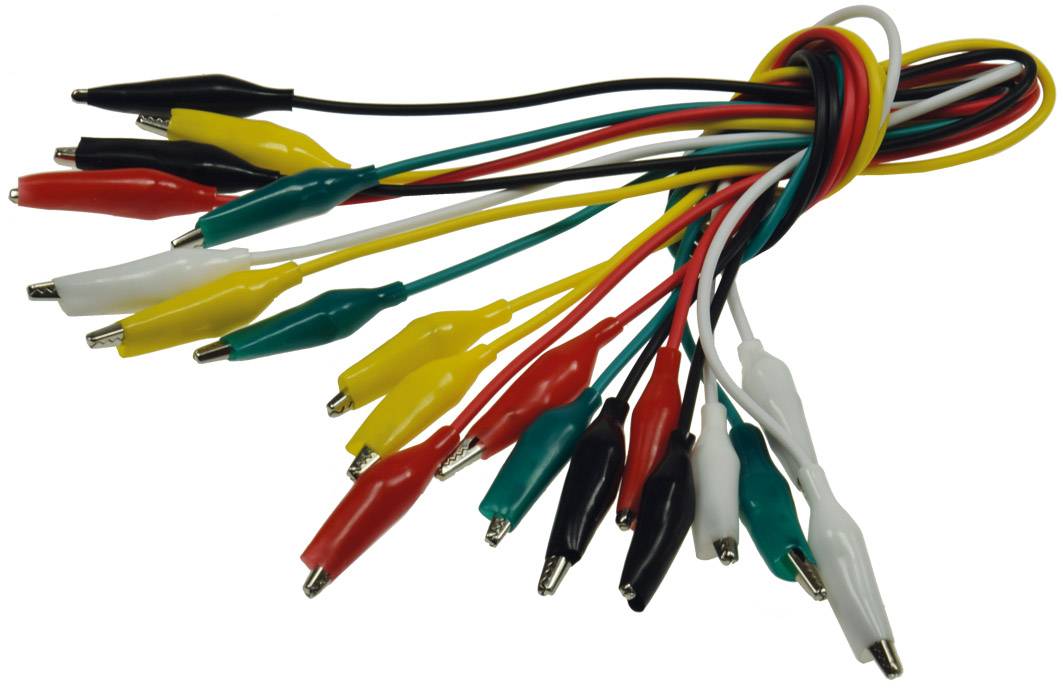 ChiliTec Prüfkabel Set mit Kroko Klemmen verschiede Farben je 45 cm 10 tlg.