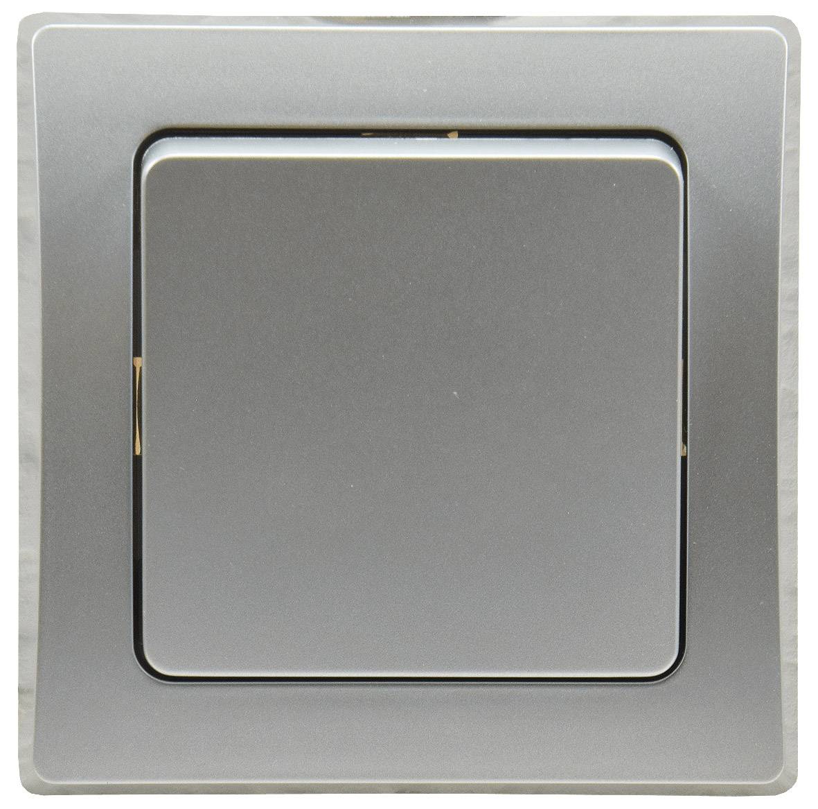 ChiliTec 21134 DELPHI Wechsel-Schalter, UP, silber 250V~/ 10A, inkl. Rahmen, Steckanschluss