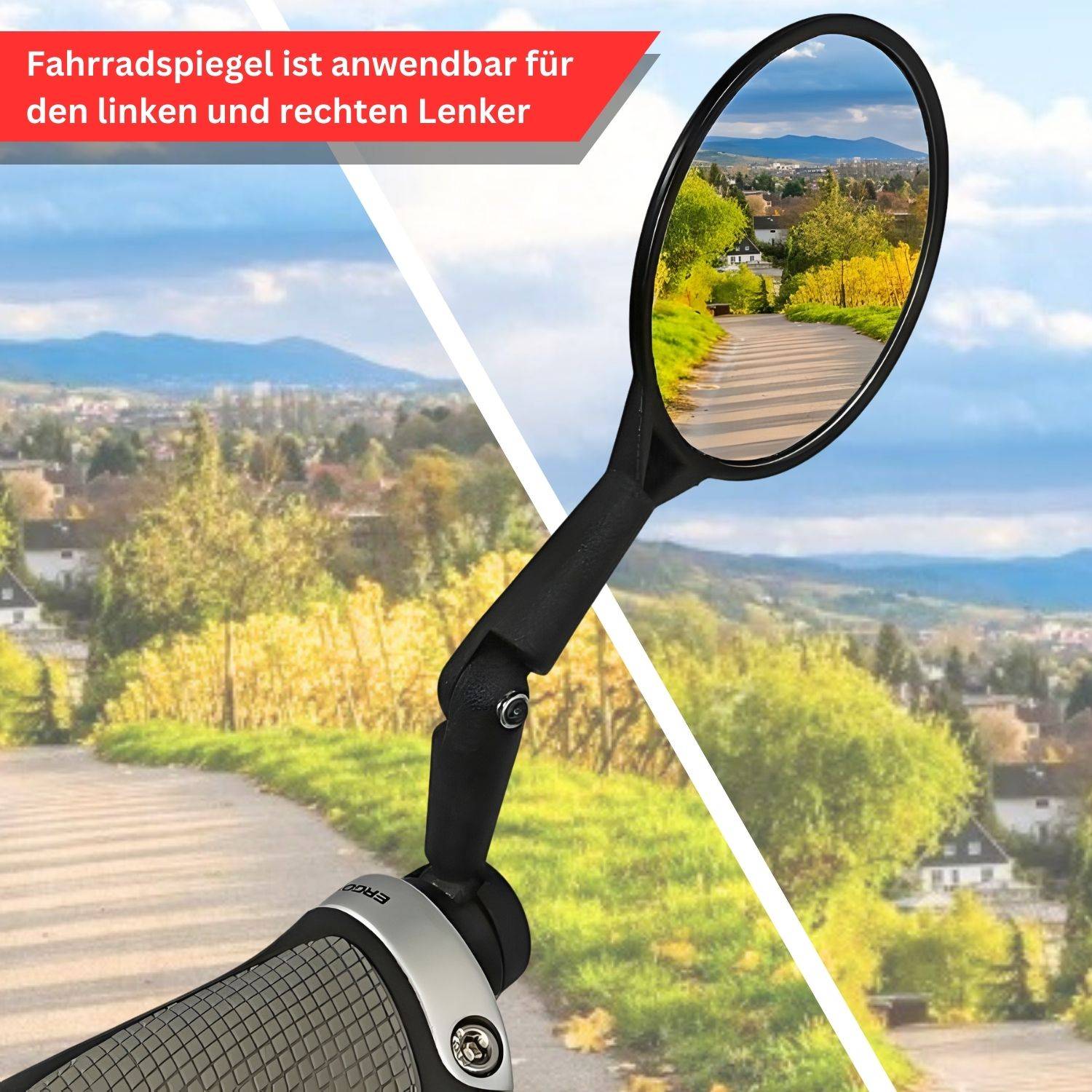 Red Loon Fahrradspiegel für Lenker - Rückspiegel Fahrrad Fahrradrückspiegel E Bike - Lenkerspiegel Fahrrad Spiegel konvex - klappbar 360° drehbar
