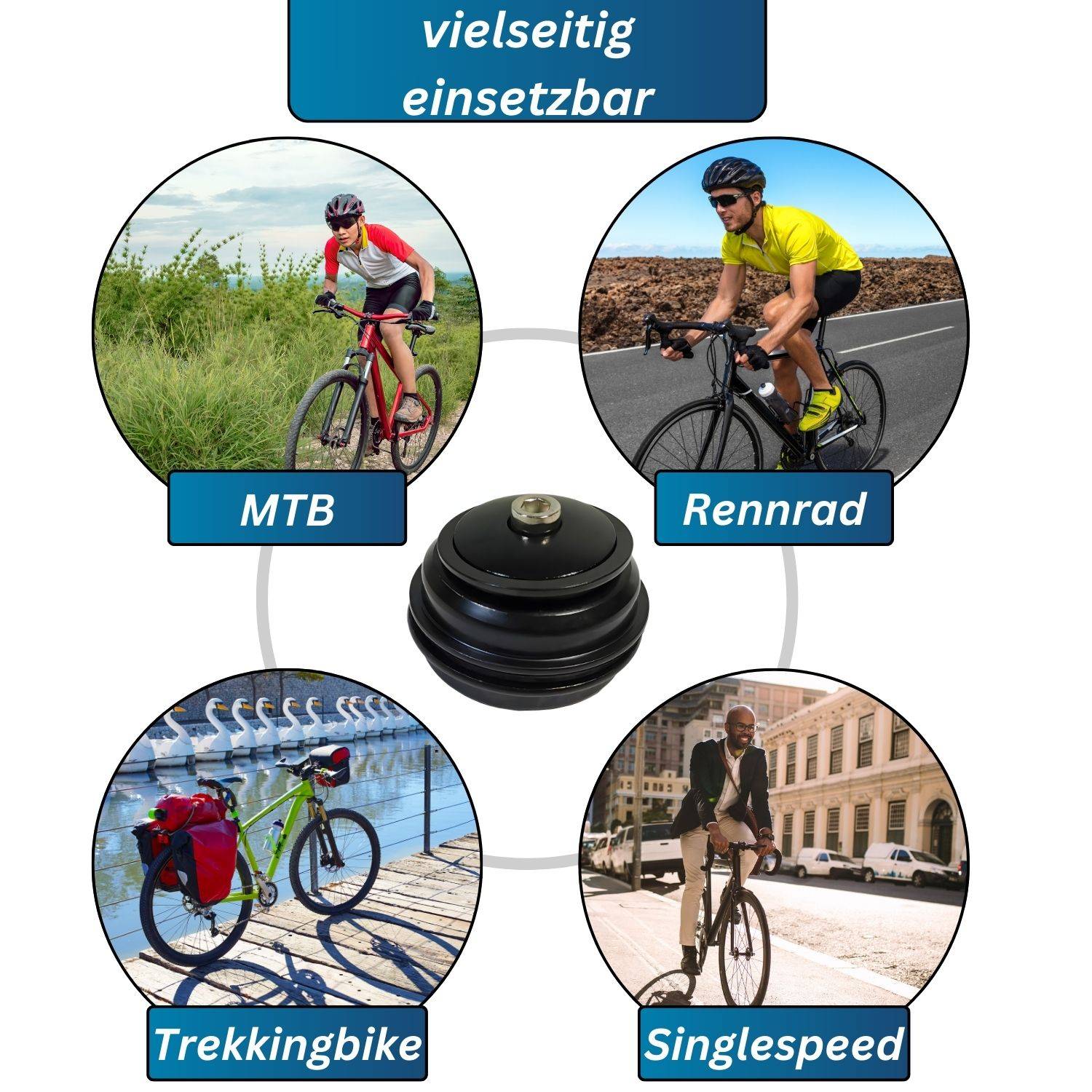 Fahrrad Steuersatz 1 1/8 MTB - Red Loon - Ahead Kugelring semi integriert - Aluminium Lenkkopflager Low Stack - Fahrrad Headset Lenklager