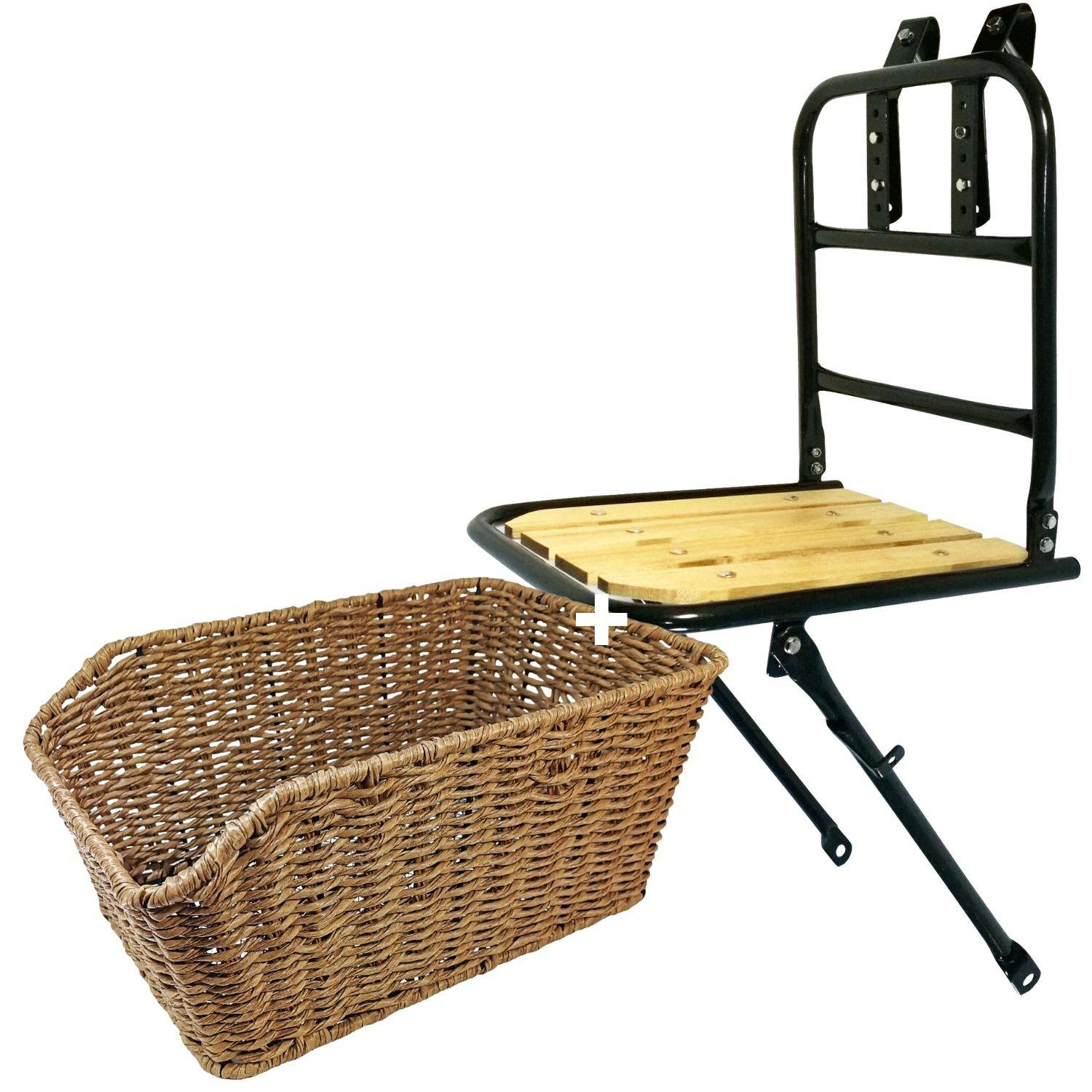 Frontgepäckträger Fahrrad + Fahrradkorb XL Pro | Fahrrad Gepäckträger vorne | Gepäckträger Vorderrad | Fahrrad Gepäckhalter für Hollandrad | F