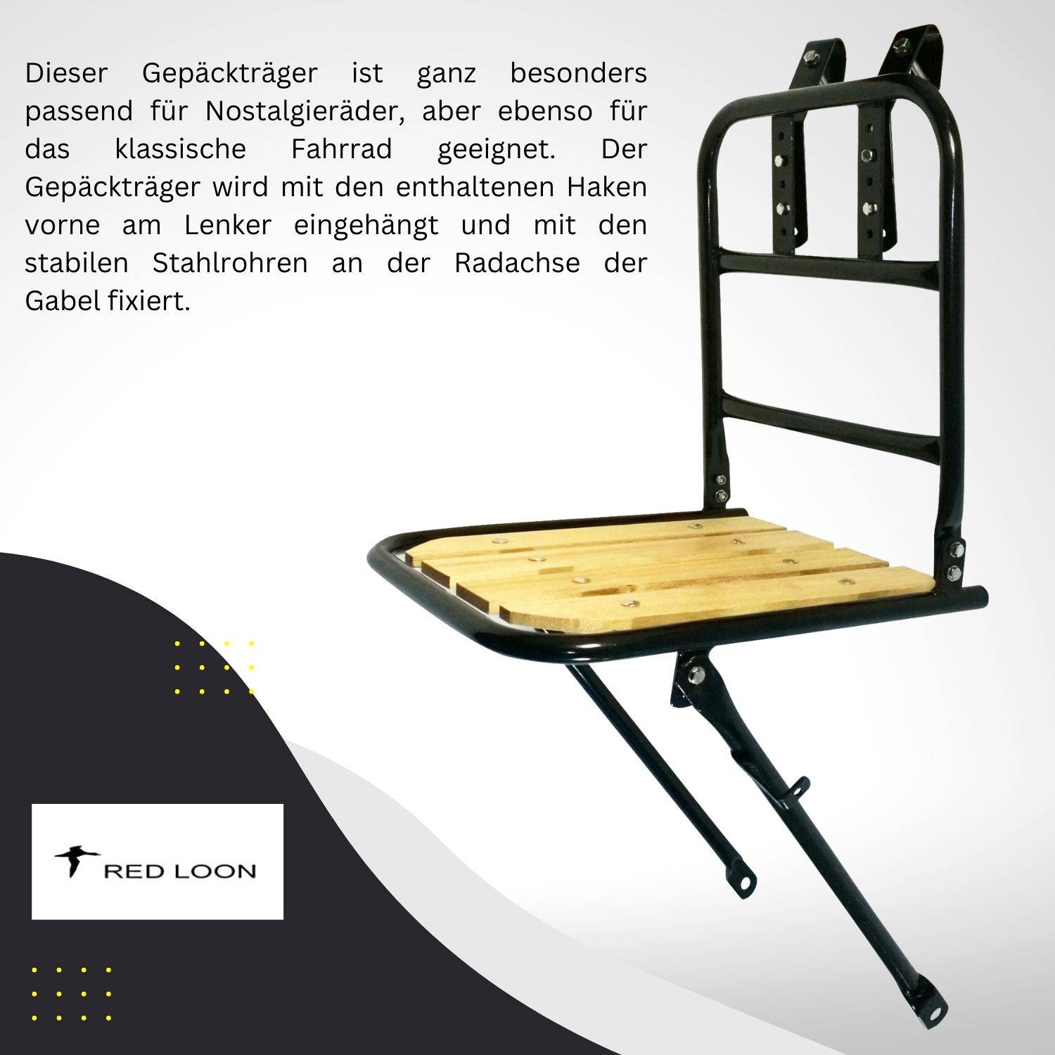 Frontgepäckträger Fahrrad + Fahrradkorb XL Pro | Fahrrad Gepäckträger vorne | Gepäckträger Vorderrad | Fahrrad Gepäckhalter für Hollandrad | F