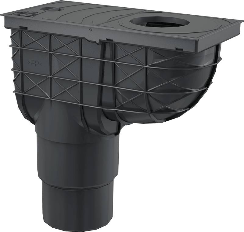 Universal-Regensinkkasten 300×155/125/110 mm Abgang senkrecht, Schwarz