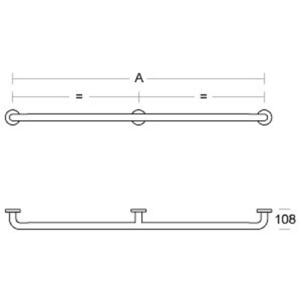 PBA Haltegriff 1570mm mit Mittelstütze