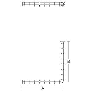 pba 01 Duschvorhangstange, 800x800mm L- Form, aus Nylon