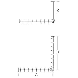 pba 01 Duschvorhangstange, 900x900x440mm L- Form mit DA aus Nylon
