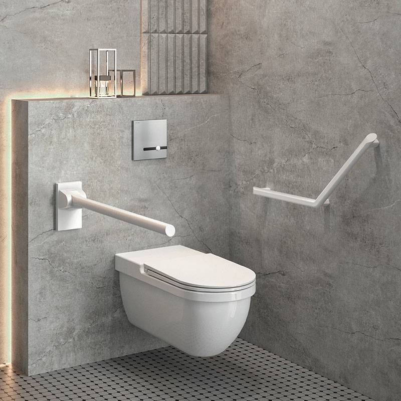 Delabie Winkelgriff 135° Be-Line® 400 x 400 mm matt-weiß