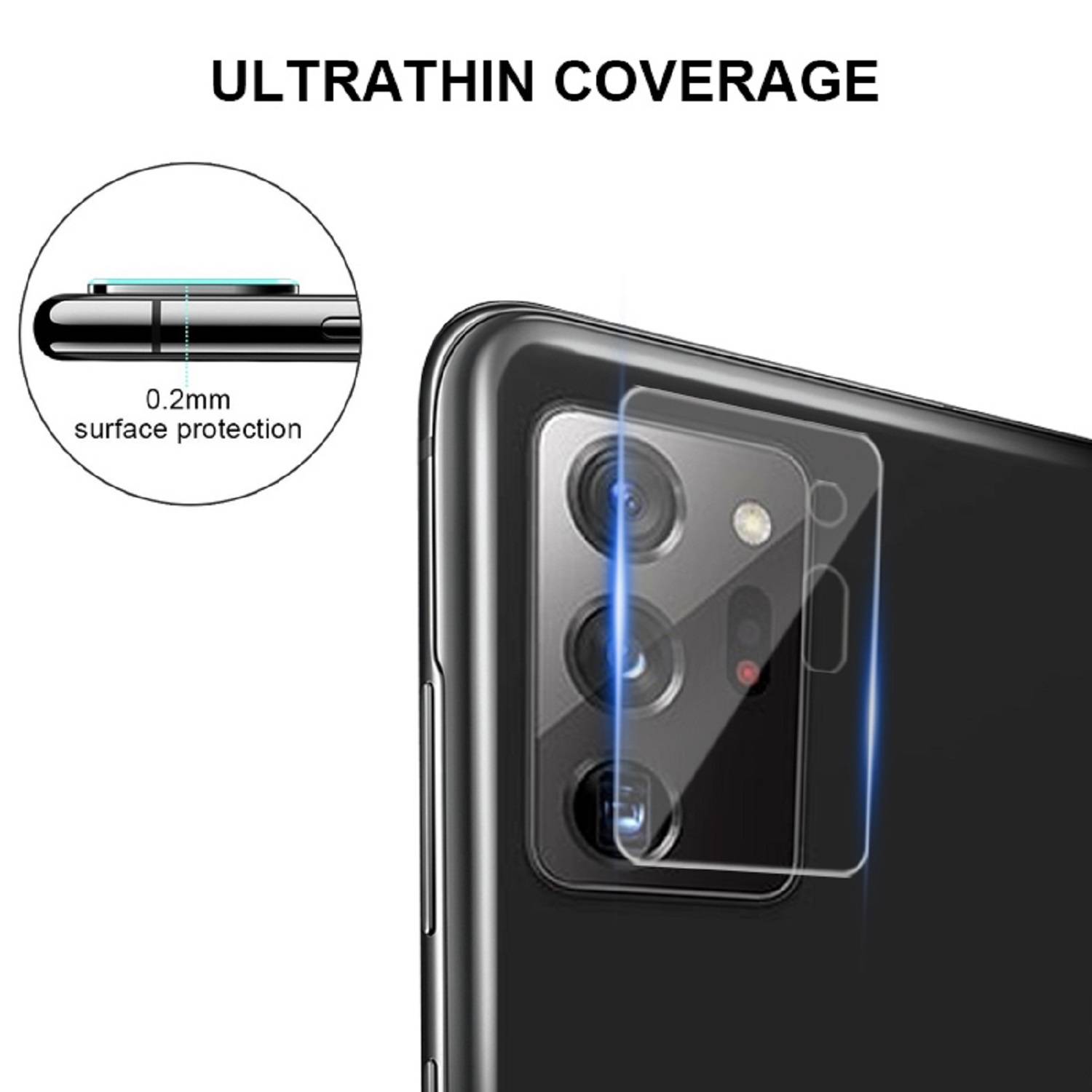 2x Kamera 9H Panzerhartglas für Samsung Galaxy Note 20 Ultra 3D KLAR ECHTES TEMPERED Panzerglas Kameraglas Kamerhartglas Kameraschutzglas Schutzglas
