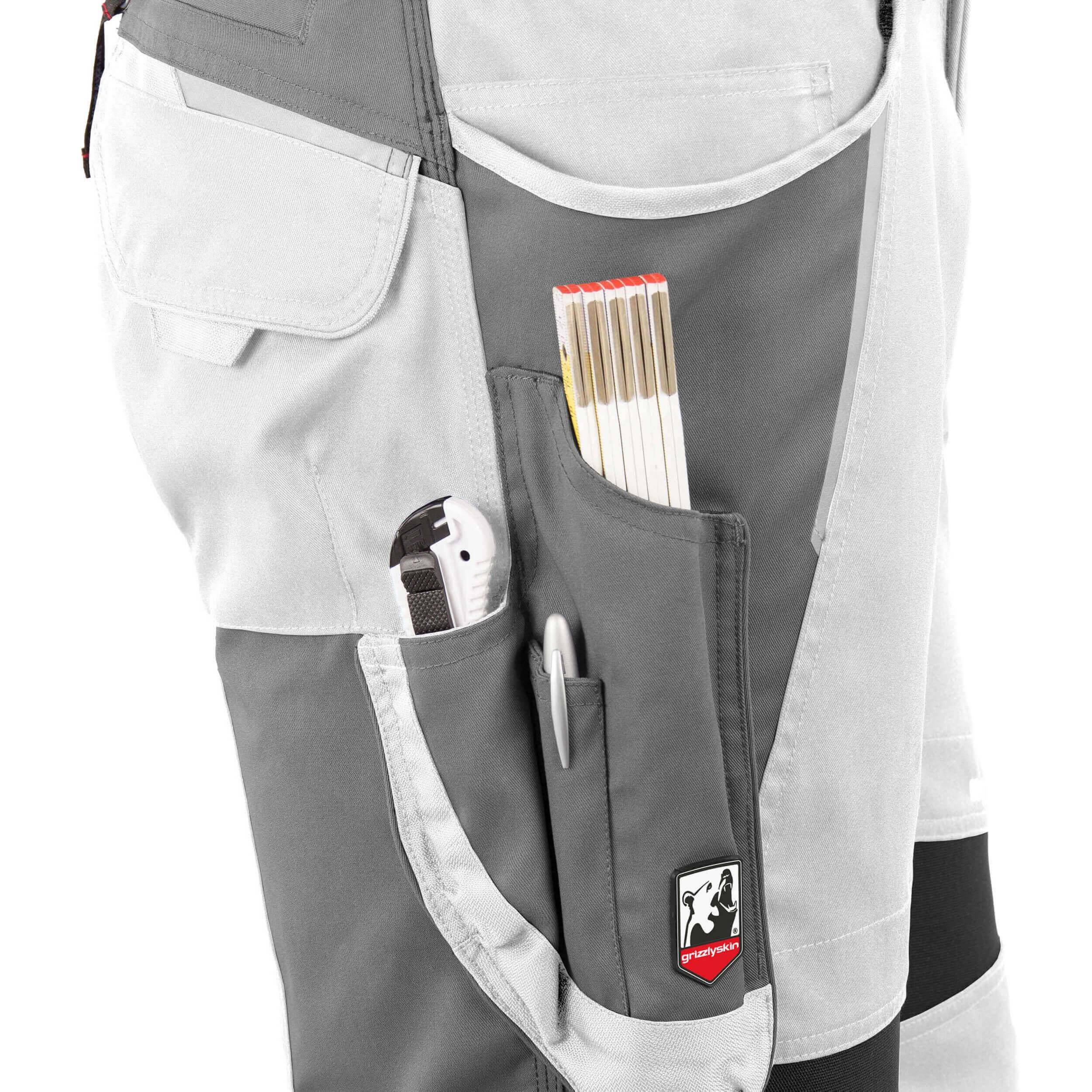 QUALITEX HIGH QUALITY WORKWEAR Latzhose IRON - weiß/grau - Herren: 86