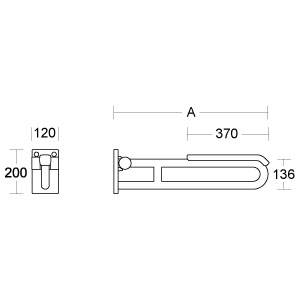 pba 01 Stützklappgriff, Armpolster 600mm aus Nylon