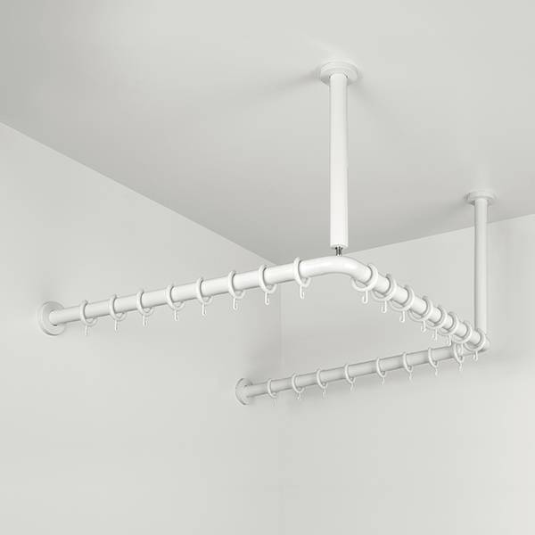 pba 01 Duschvorhangstange, U 1500x1500mm U- Form mit 2 DA 440mm aus Nylon