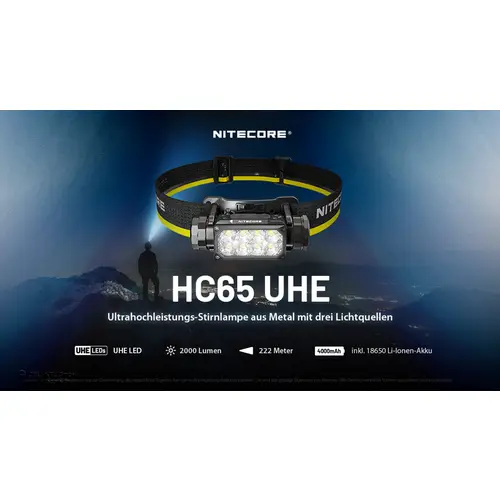 Nitecore HC65 UHE - 2000 Lumen - 3 Lichtquellen Nitecore HC65 UHE - 2000 Lumen - 3 Lichtquellen