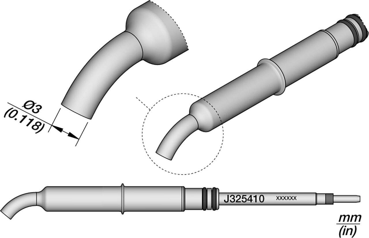 Gebogene Kartusche Ø 3 mm 45º, J325410