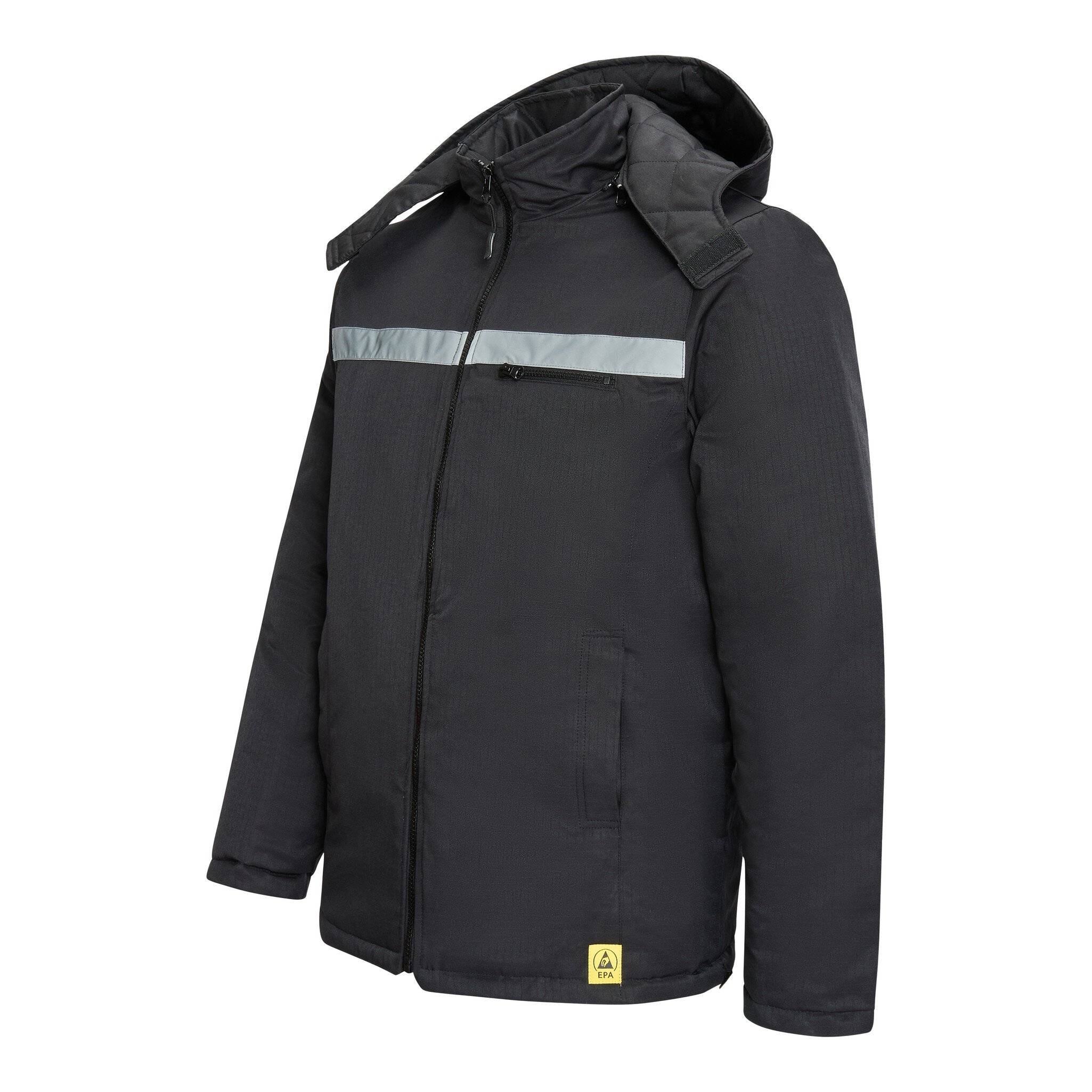ESD-Winterjacke mit Kapuze, leicht, schwarz, S