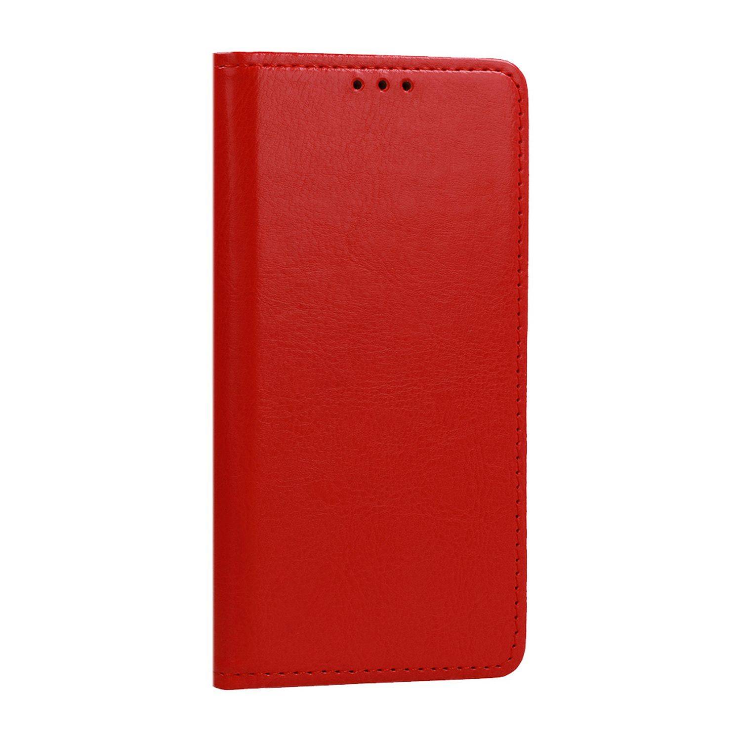 Echt Leder Buchtasche Hülle kompatibel mit Samsung Galaxy A15 5G Rot