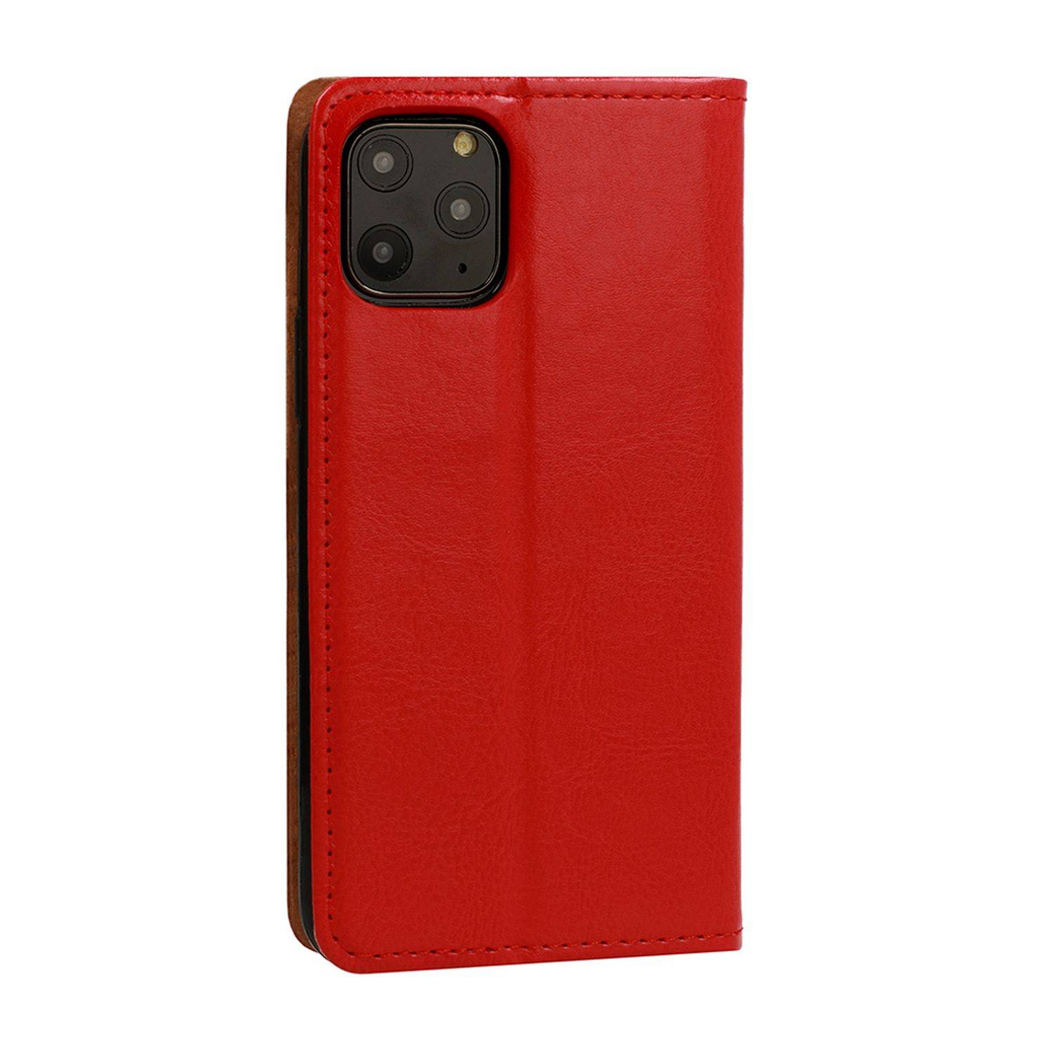 Echt Leder Buchtasche Hülle kompatibel mit Samsung Galaxy A15 5G Rot