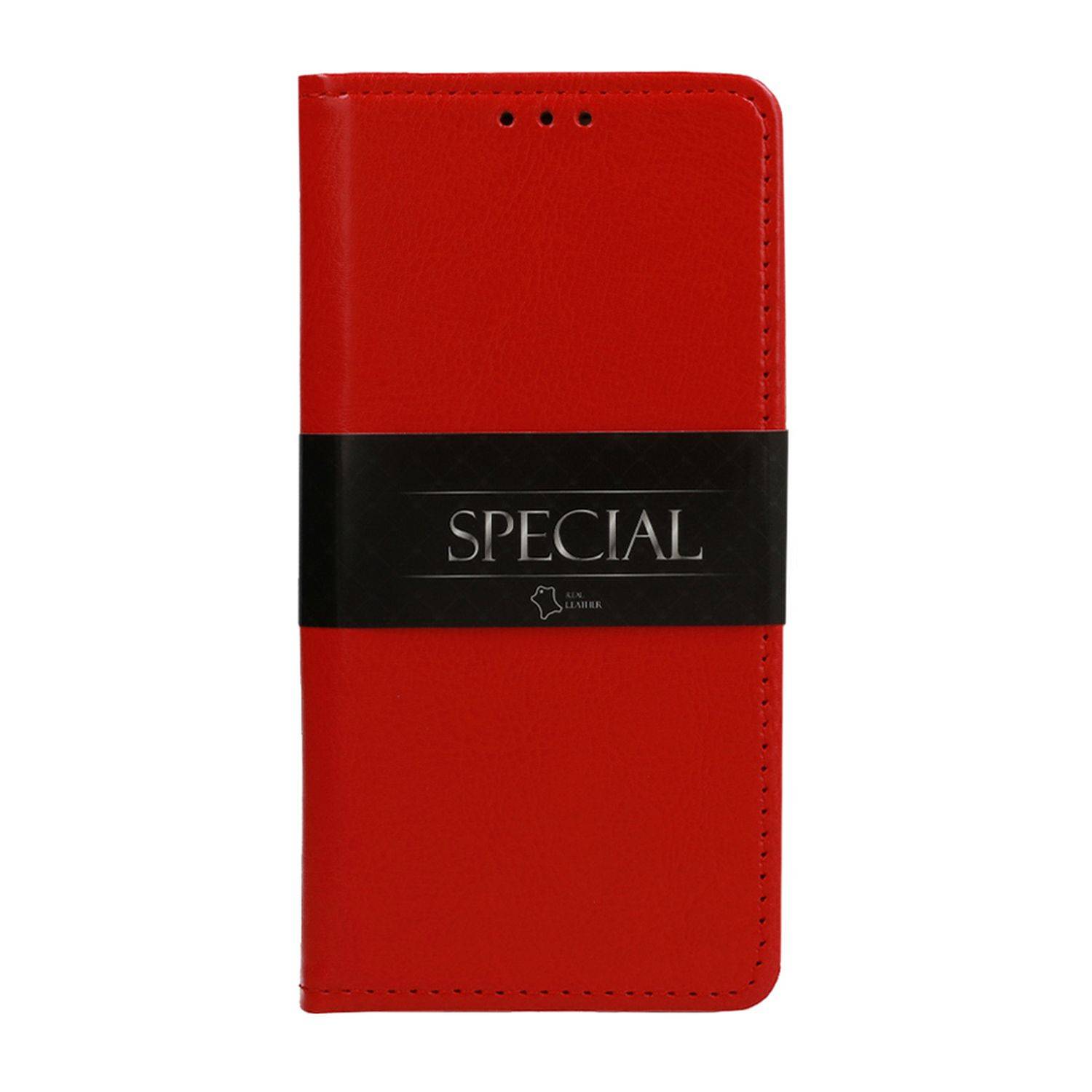 Echt Leder Buchtasche Hülle kompatibel mit Samsung Galaxy A15 5G Rot