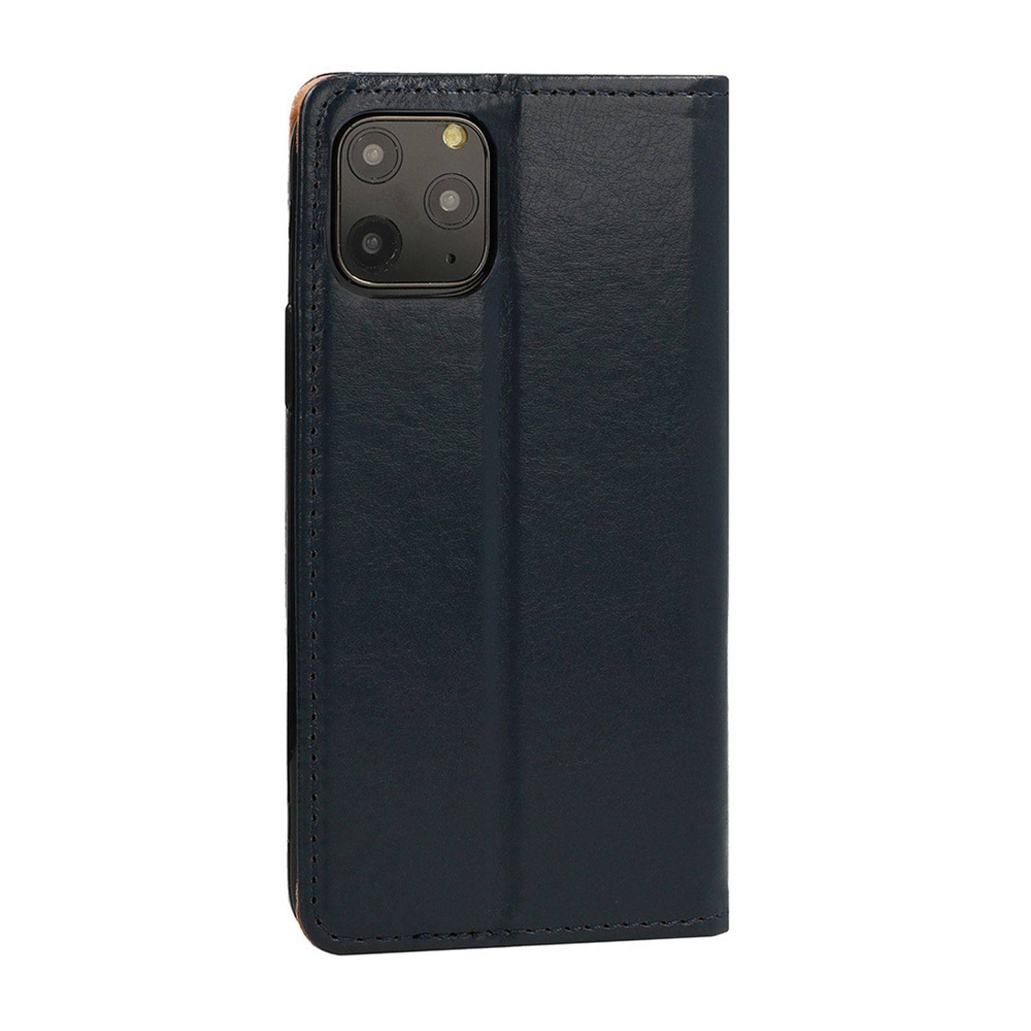 Echt Leder Buchtasche Hülle kompatibel mit Samsung Galaxy S24 Dunkelblau