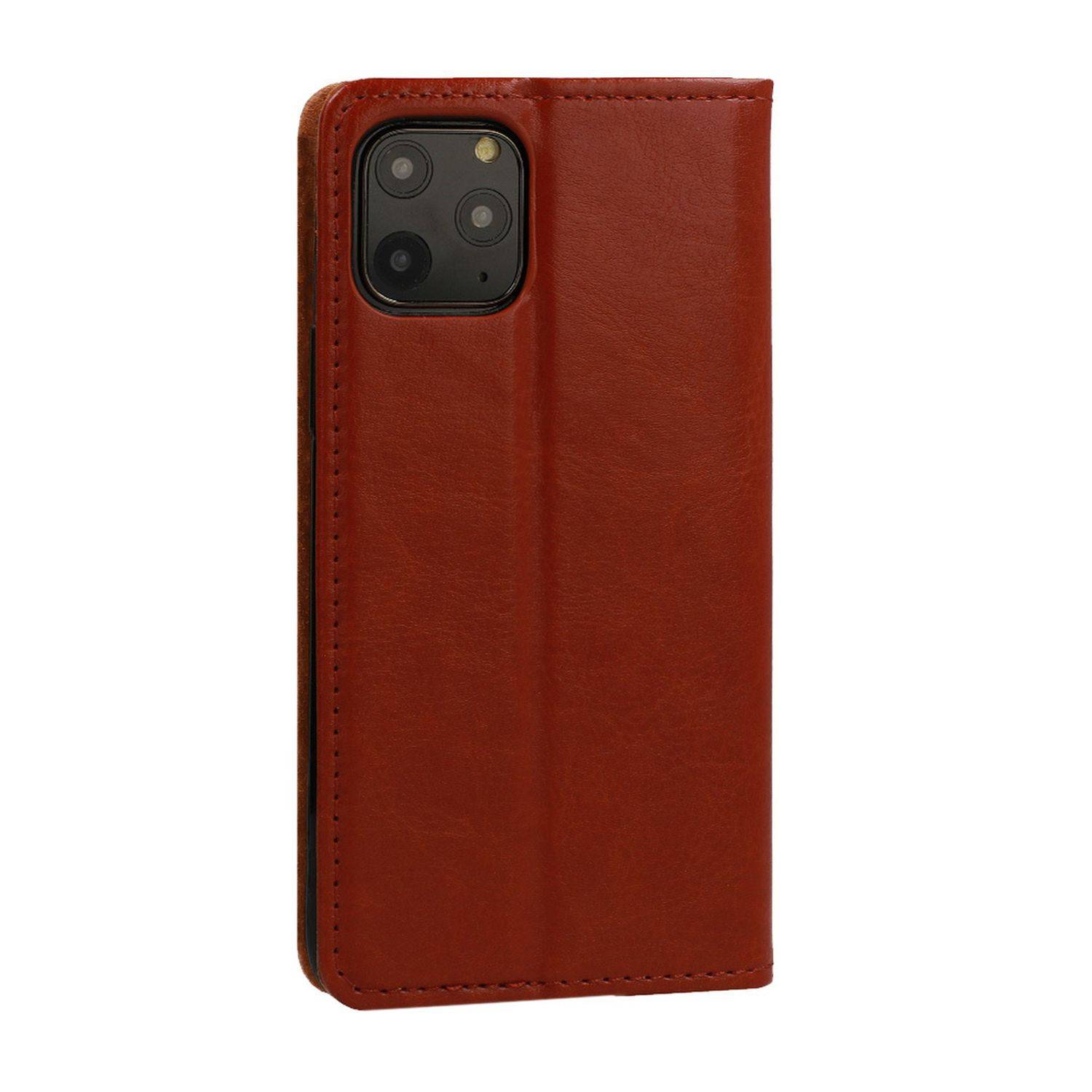 Echt Leder Buchtasche Hülle kompatibel mit Samsung Galaxy S24 Plus Braun