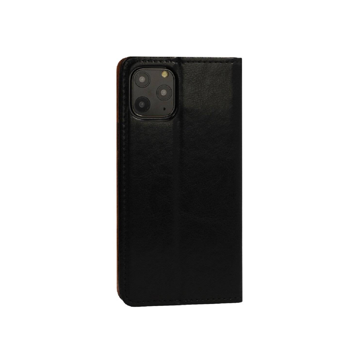Echt Leder Buchtasche Hülle kompatibel mit Samsung Galaxy S24 Plus Schwarz